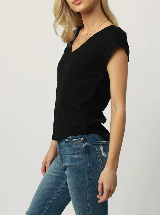 Dear John Uri Thermal V Neck Top Black