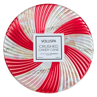 Voluspa 3-Wick, Crushed Candy Cane, Tin Candle