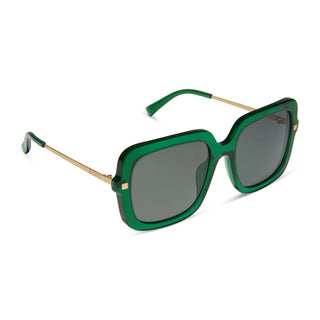 DIFF Eyewear - Sandra in Palm Green + Crystal Grey Polarized Sunglasses