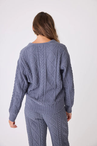 PJ Salvage Chenille Cozy Cable V-Neck Sweater