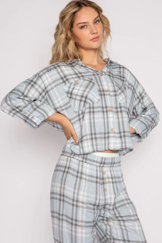 PJ Salvage Mad For Plaid Flannel Pajama Top - Taryn x Philip Boutique