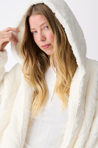 PJ Salvage Ivory Cable Texture Cozy Hooded Jacket