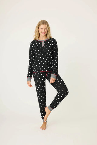 PJ Salvage - Tiny Hearts Waffle Thermal Ski Jammie Set