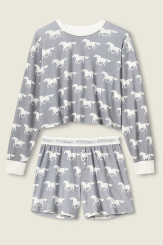PJ Salvage Boyfriend Boxer Horse Print Short Set