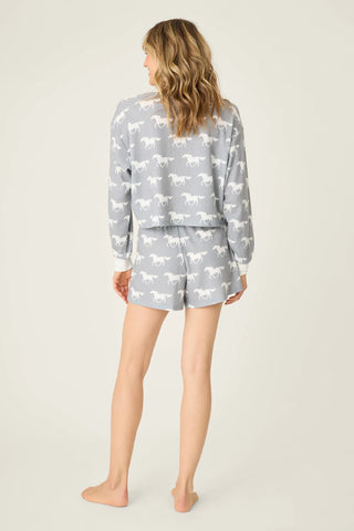 PJ Salvage Boyfriend Boxer Horse Print Short Set