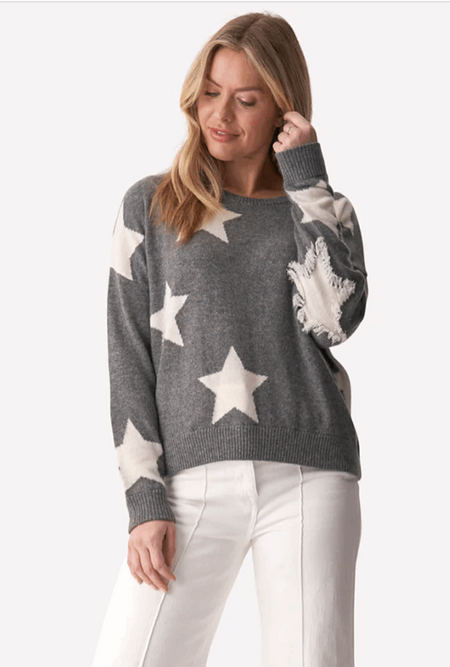 Brodie Alyssa Star Fringed Boyfriend Sweater - Taryn x Philip Boutique