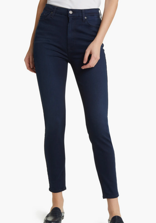 7 For All Mankind High Waist Ankle Skinny Jean in Deep Water