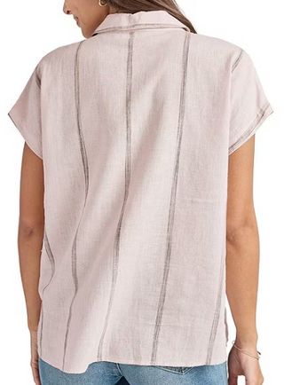 Splendid Giada Short Sleeve Point Collar Button Front Shirt - Taryn x Philip Boutique