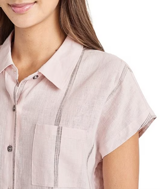 Splendid Giada Short Sleeve Point Collar Button Front Shirt - Taryn x Philip Boutique