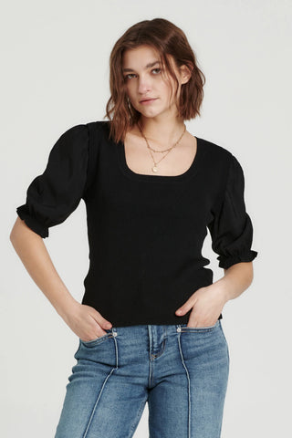 Another Love Lenore Square Neckline Top - Black