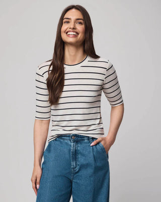 Splendid Bamboo Stripe Quarter Sleeve Tee
