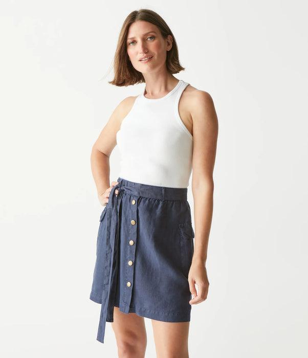 Michael Stars Martina Linen Button Front Skirt
