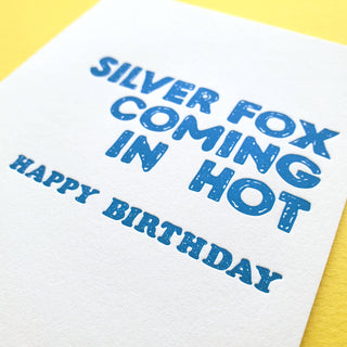 Richie Designs - Silver Fox Coming In Hot - Funny birthday, Greeting Card