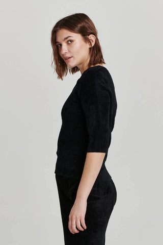 Another Love Leo Scoop Neck Top - Black Chenille