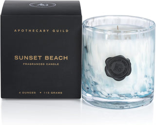 opal glass jar candle with Sunset Beach scent