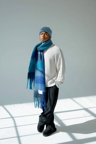 Arctic Fox & Co. - North America - The Reykjavik Scarf - 100% Recycled - Blue Check
