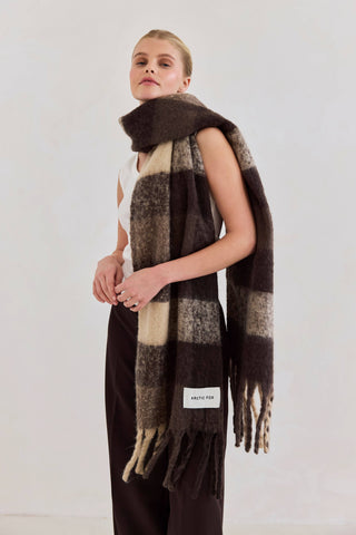 Arctic Fox & Co. - North America - The Reykjavik Scarf - 100% Recycled - Brown Check - FW25