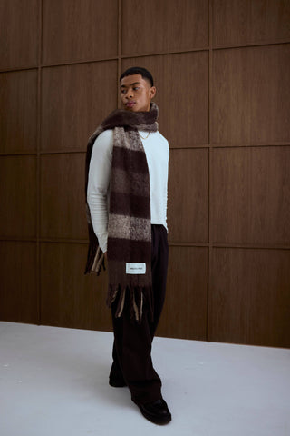 Arctic Fox & Co. - North America - The Reykjavik Scarf - 100% Recycled - Brown Check - FW25
