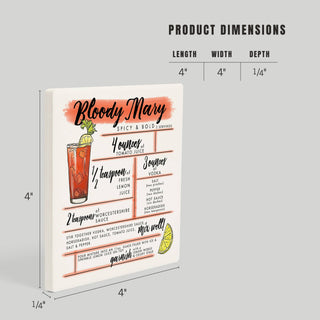 Lantern Press - Ceramic Coaster Bloody Mary, Cocktail Recipe