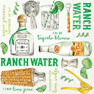 Boston International - Paper Cocktail Napkins Pack of 20 Ranch Water