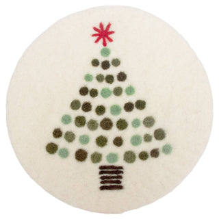 Boston International - 8" Dia Christmas Tree Felted Trivet Christmas