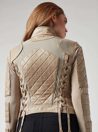 Blanc Noir Leather Mesh Moto Jacket - Taryn x Philip Boutique