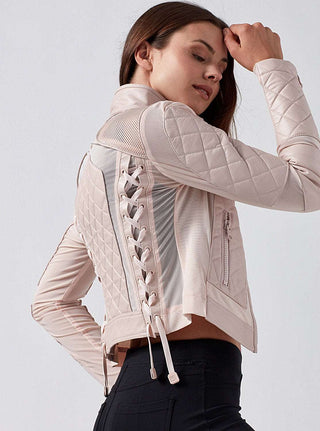Blanc Noir Leather Mesh Moto Jacket - Taryn x Philip Boutique
