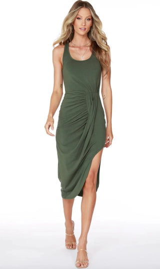 Bobi Ruched Tank Dress - Garden