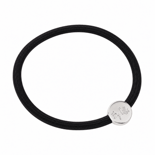 By Lilla Hair Tie Bracelet Black with Silver Disc