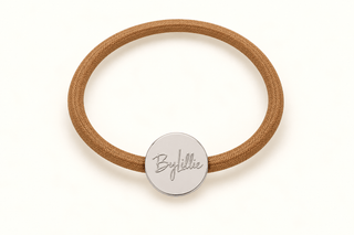 By Lilla Bracelet Hair Tie Brown with Silver Disc