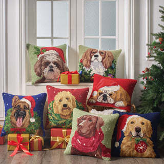 Peking Handicraft - Retriever Dog With Ornament Hook Pillow - Christmas