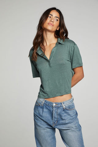 Chaser Cropped Polo Boxy Short Sleeved Tee - Taryn x Philip Boutique