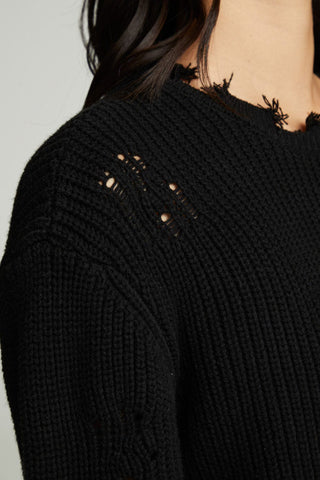 Chaser Long Sleeve Crew Neck Deconstructed Sweater Pullover - Taryn x Philip Boutique