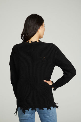 Chaser Long Sleeve Crew Neck Deconstructed Sweater Pullover - Taryn x Philip Boutique