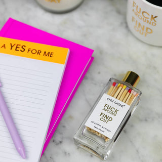Chez Gagné - Fuck Around Find Out - Glass Bottle Matches, Funny Gift