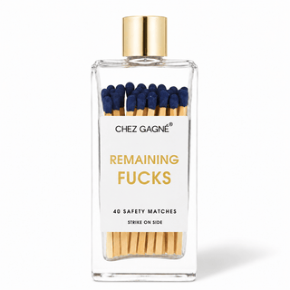 Chez Gagné - Remaining Fucks - Glass Bottle Matches, Navy, Funny Gift