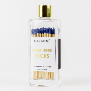 Chez Gagné - Remaining Fucks - Glass Bottle Matches, Navy, Funny Gift