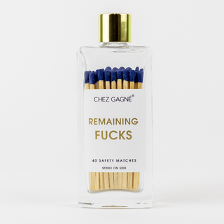 Chez Gagné - Remaining Fucks - Glass Bottle Matches, Navy, Funny Gift