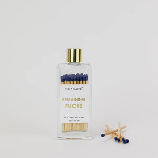 Chez Gagné - Remaining Fucks - Glass Bottle Matches, Navy, Funny Gift