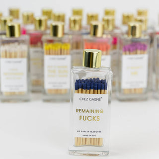 Chez Gagné - Remaining Fucks - Glass Bottle Matches, Navy, Funny Gift