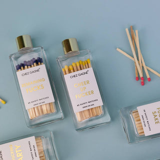 Chez Gagné - Remaining Fucks - Glass Bottle Matches, Navy, Funny Gift