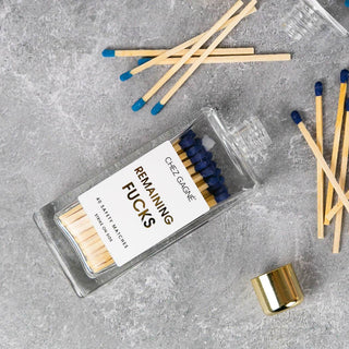 Chez Gagné - Remaining Fucks - Glass Bottle Matches, Navy, Funny Gift