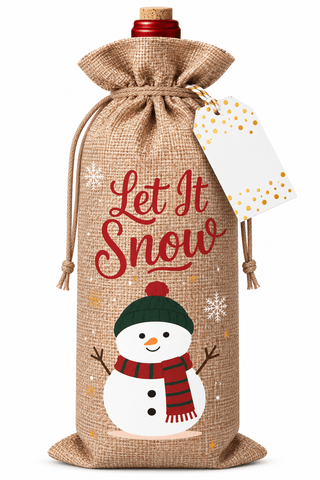 Holiday Wine Gift Bags with Gold Dot Embellished Gift Tag