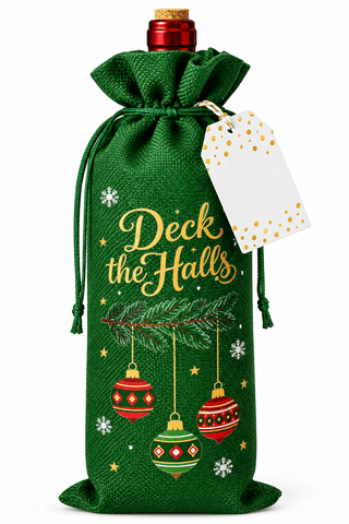 Holiday Wine Gift Bags with Gold Dot Embellished Gift Tag