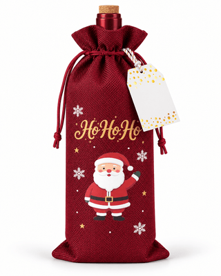 Holiday Wine Gift Bags with Gold Dot Embellished Gift Tag