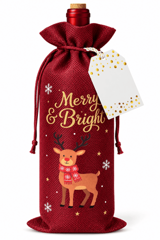 Holiday Wine Gift Bags with Gold Dot Embellished Gift Tag