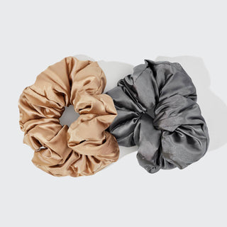 KITSCH - Satin Sleep Pillow Scrunchies - Charcoal/Gold