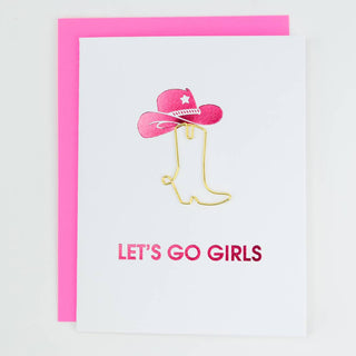 Chez Gagné - Let's Go Girls  - Paper Clip Letterpress Card