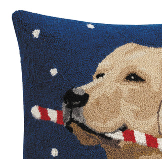 Peking Handicraft - Golden Labrador Dog With Candy Cane Hook Pillow