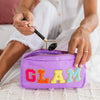 Preppy Nylon Chenille Letter Travel Makeup Pouch - GLAM: Purple-GLAM - Taryn x Philip Boutique